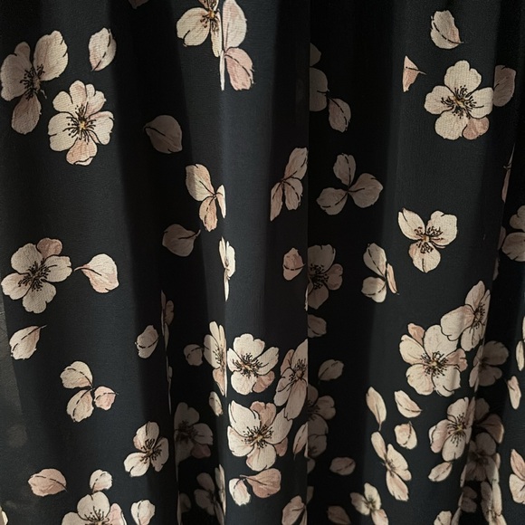 Sundress NWT dark navy chiffon with pink flowers size misses 12 - Picture 2 of 7